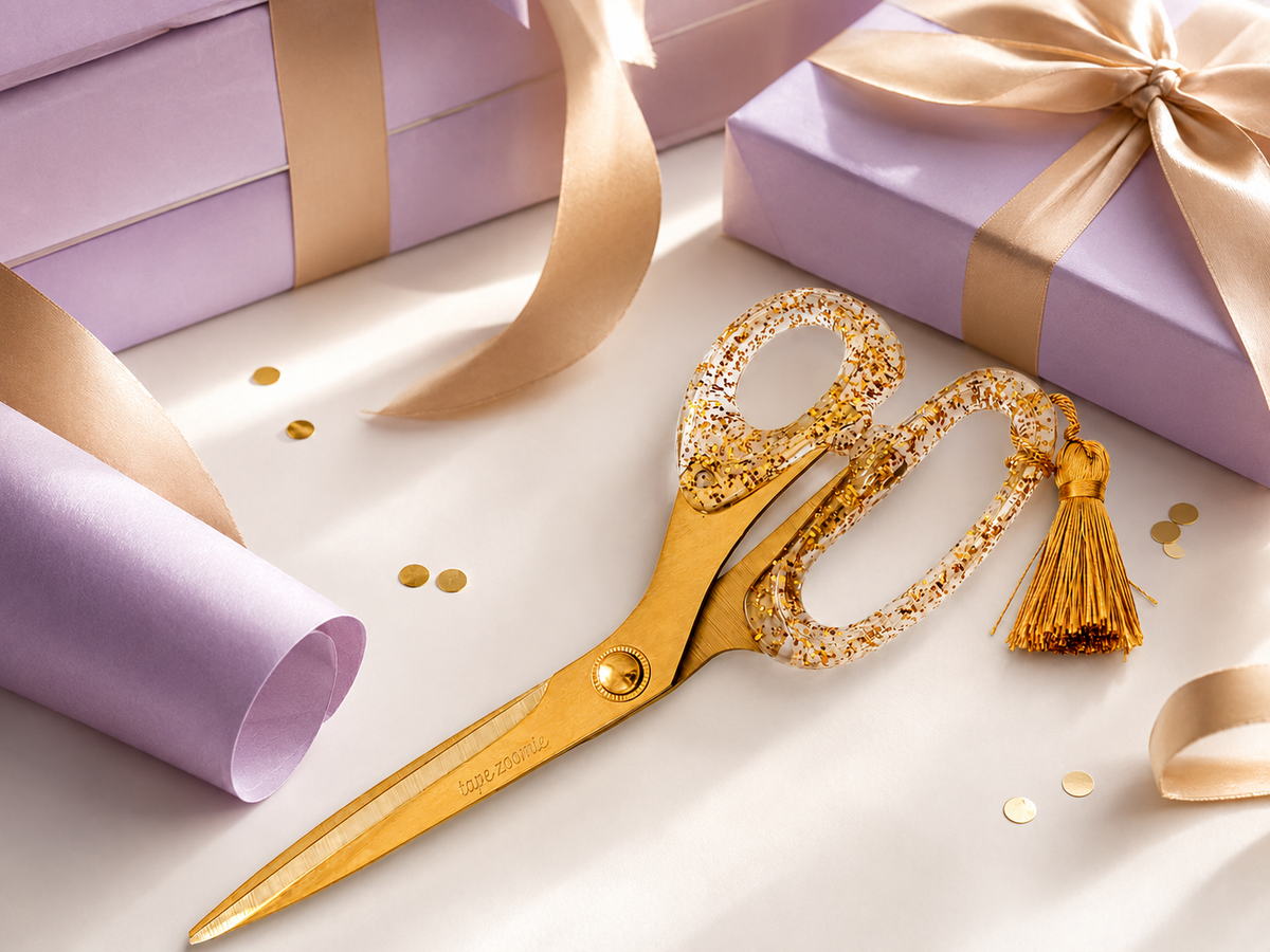 Goldie gold glitter handle scissors for cutting wrapping paper