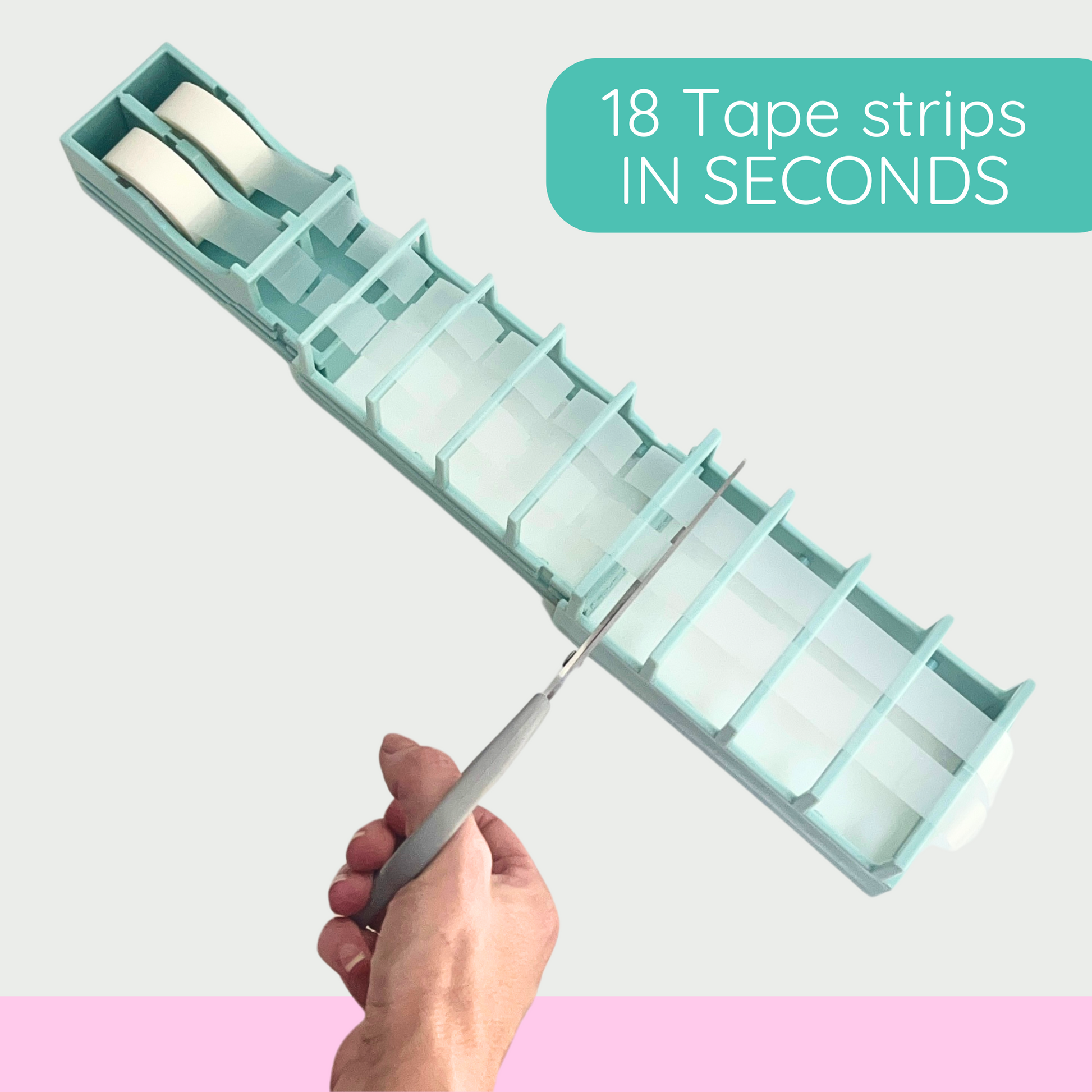 Hands using the Tape Zoomie to speed up the gift-wrapping process.