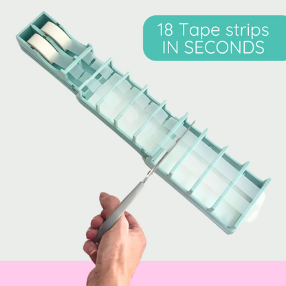 Hands using the Tape Zoomie to speed up the gift-wrapping process.