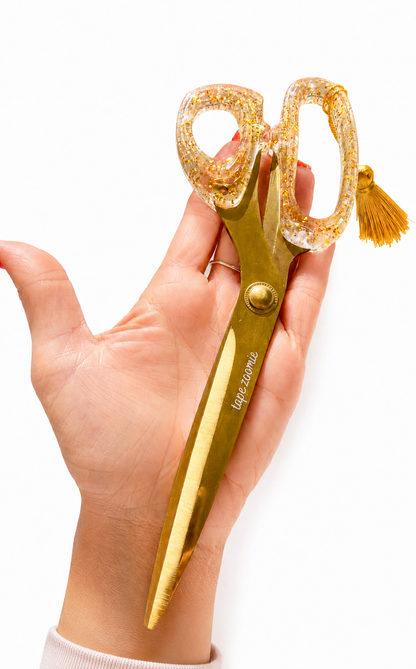Goldie scissors with gold glitter handles and statement gold tassel