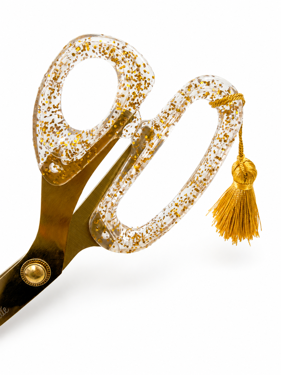 Goldie scissors with gold glitter handles and stainless steel blades