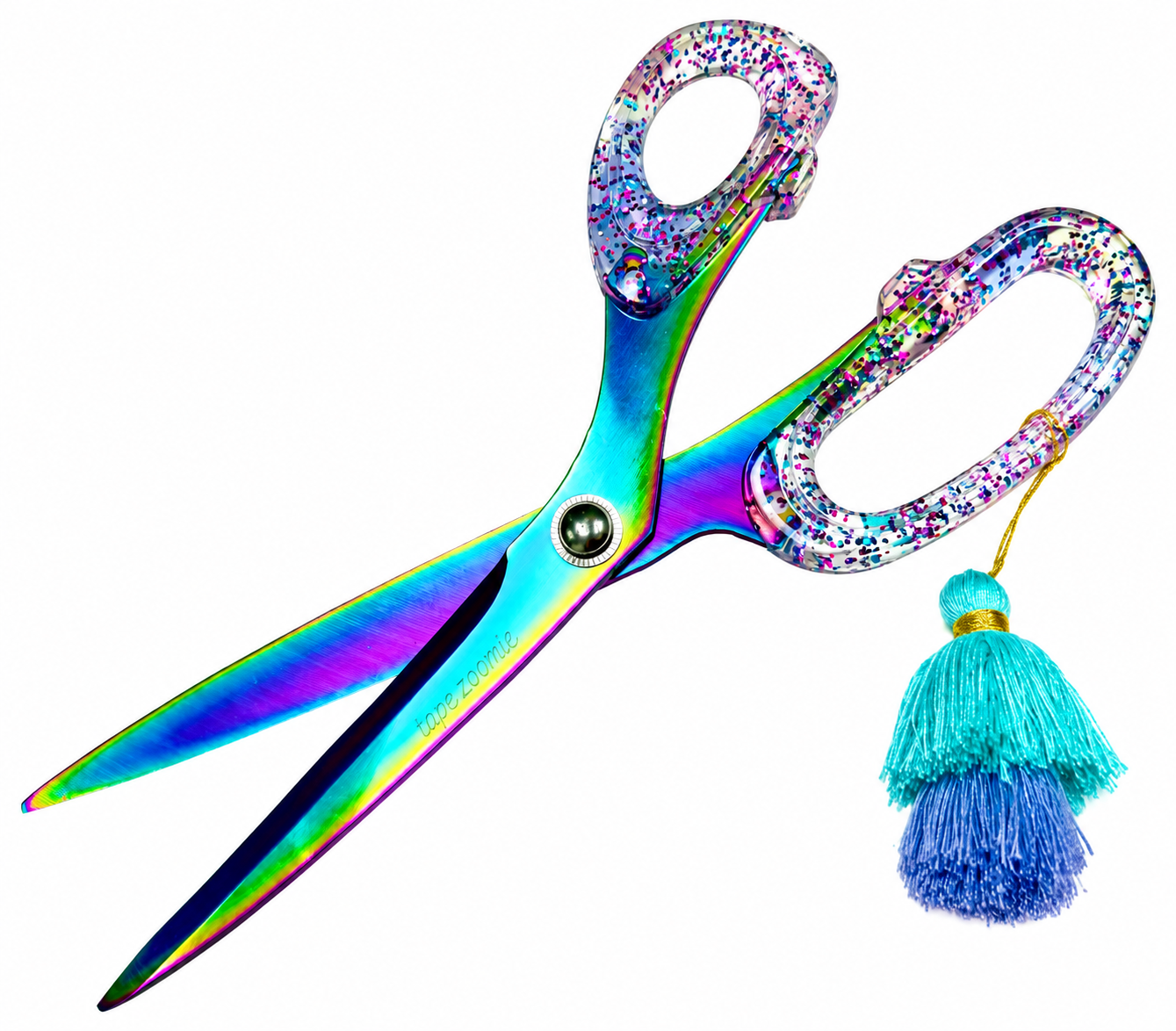 Sparkle scissors with purple glitter handle and statement tassel