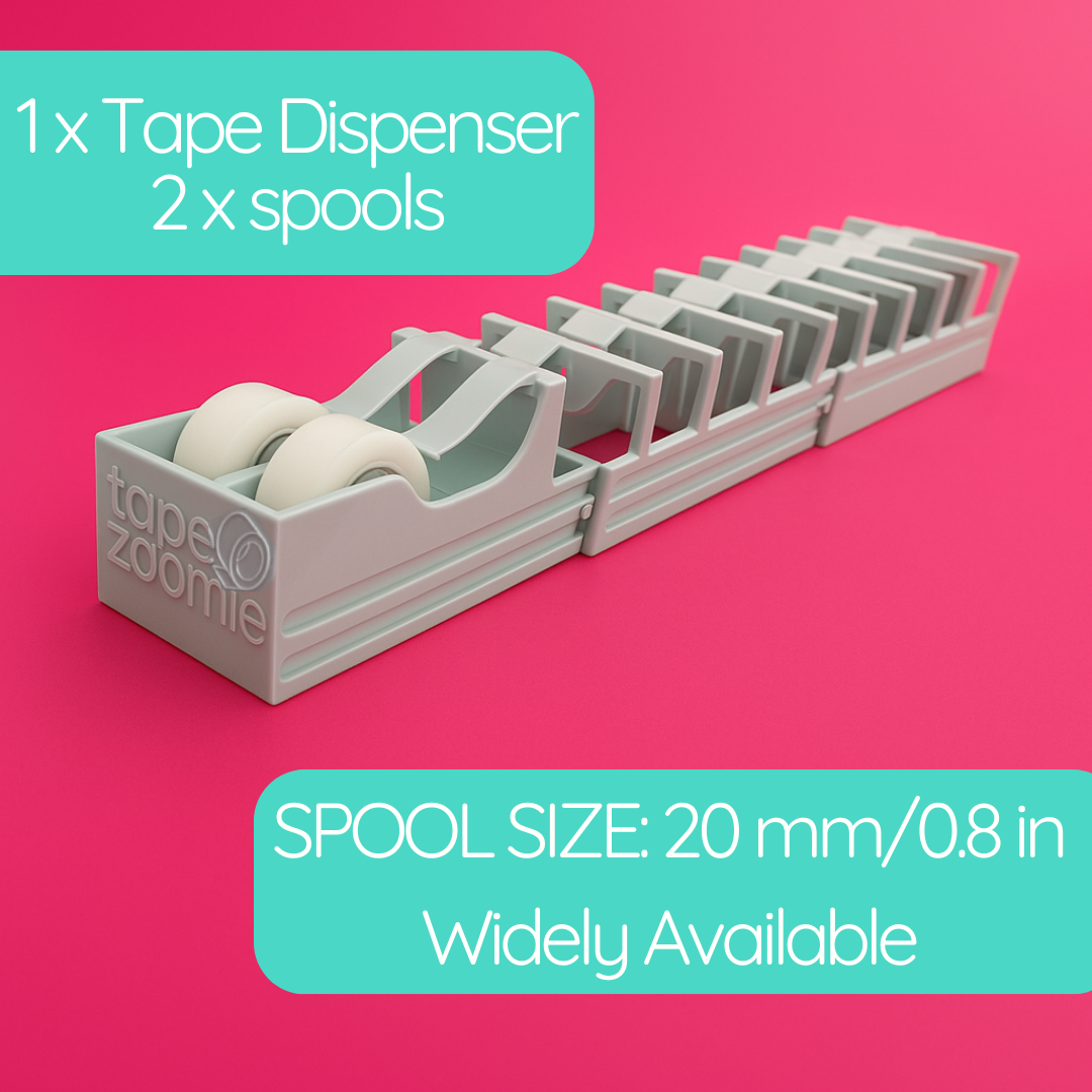 Tape Zoomie tape dispenser, compact design for craft and gift wrapping storage