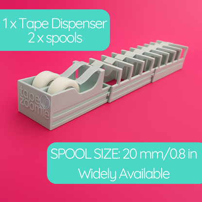 Tape Zoomie tape dispenser, compact design for craft and gift wrapping storage