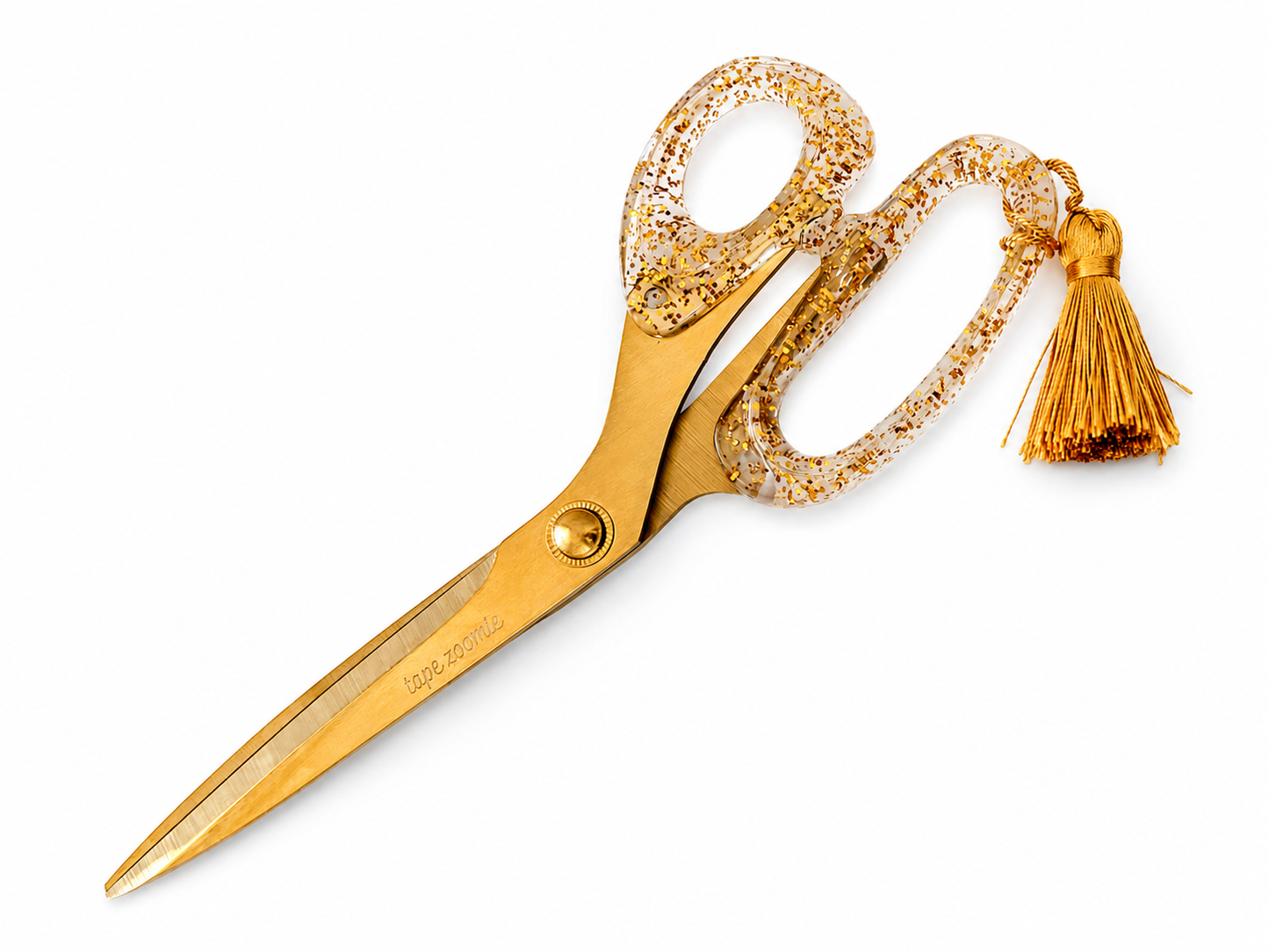 Tape Zoomie Goldie gift wrapping scissors with gold glitter handles
